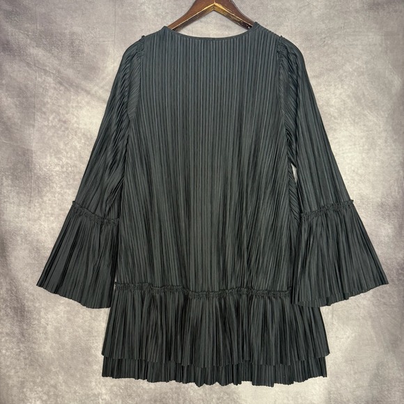 Free People Y2K Sz Small Can't Help It Oversized Pleated Bell Sleeve Mini‎ Dress - Picture 4 of 10
